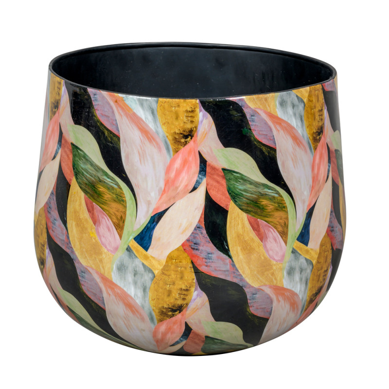 Cache-pot Bombay, en métal, coloris rose - D. 32xH