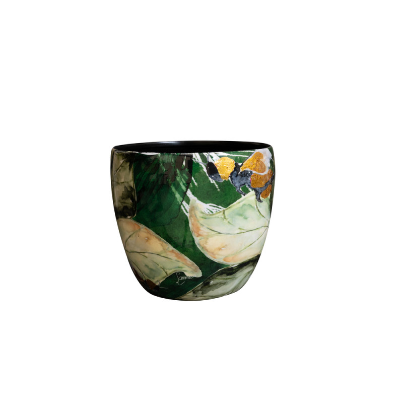 Cache-pot 'Bee' en métal époxy, coloris vert - D.