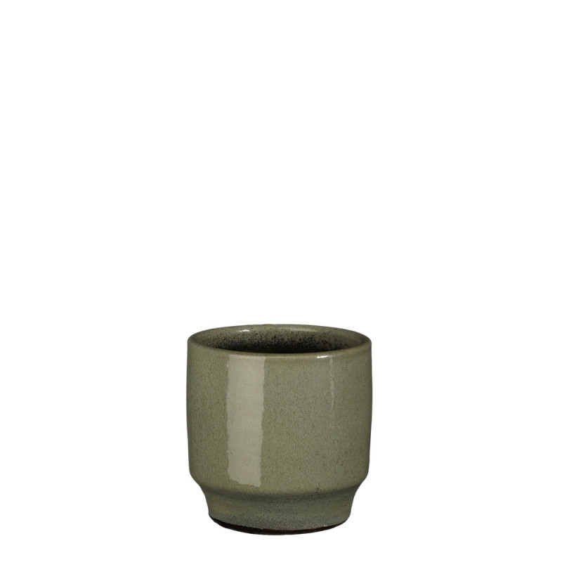 Cache-pot Diaz, en terre cuite, coloris vert - H.