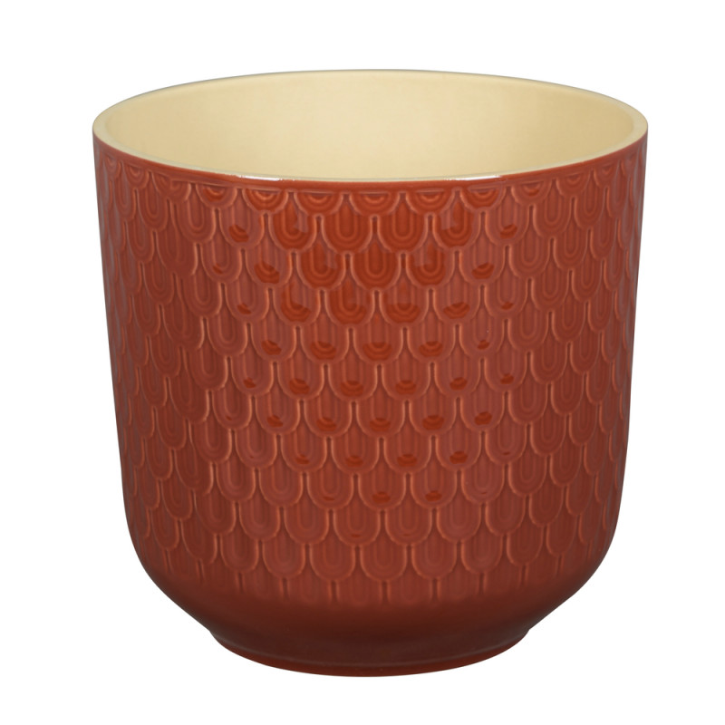 Cache-pot Yera, coloris rouge - D. 13,5xH. 13cm