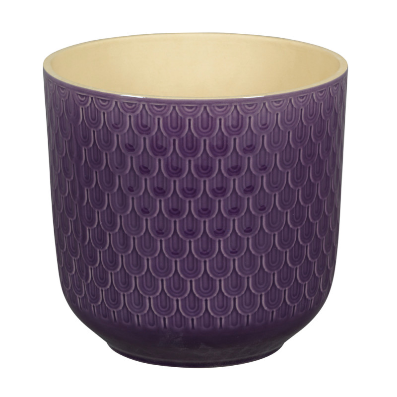 Cache-pot Yera, coloris violet - D. 16,5xH. 16cm