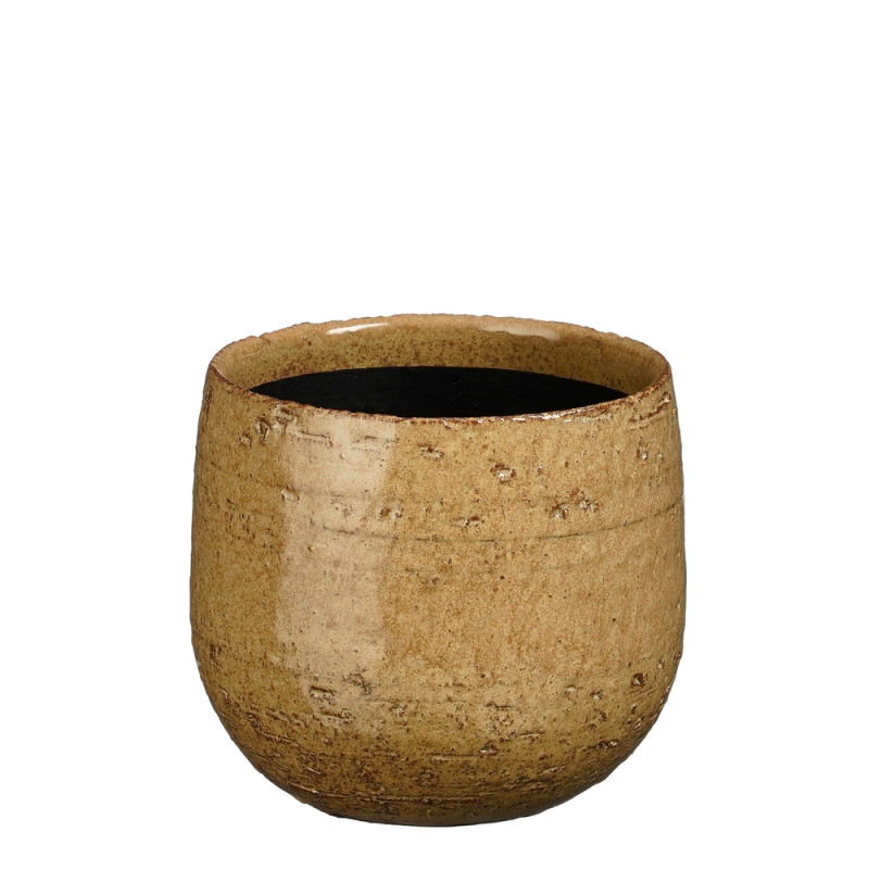 Cache-pot 'Nicolas', coloris marron clair - H. 12x