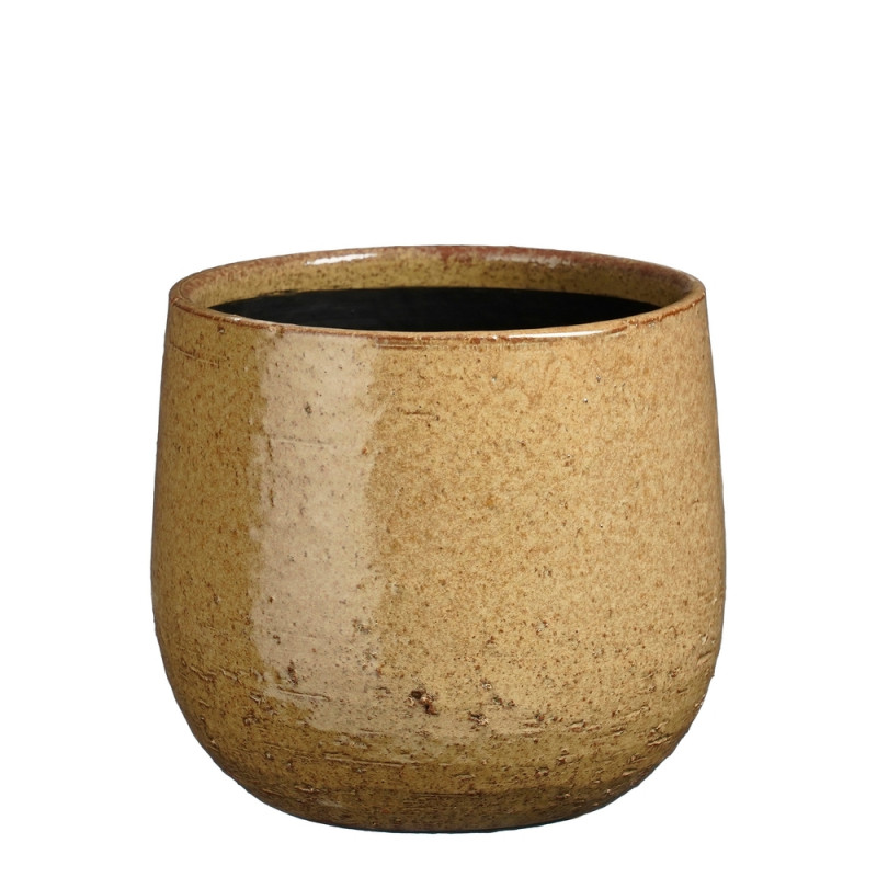 Cache-pot 'Nicolas', coloris marron clair - H. 16x