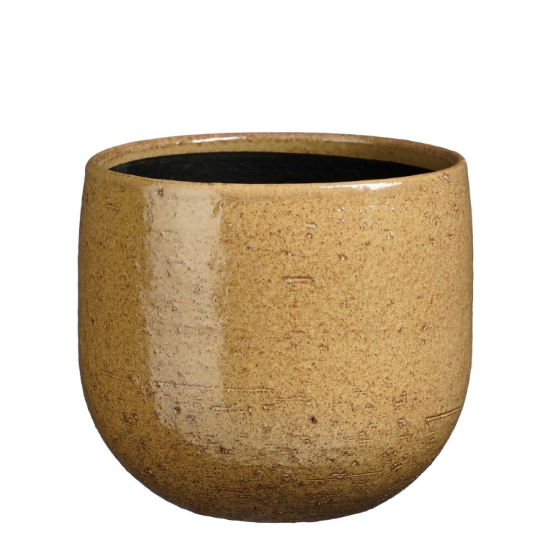 Cache-pot 'Nicolas', coloris marron clair - H. 19x