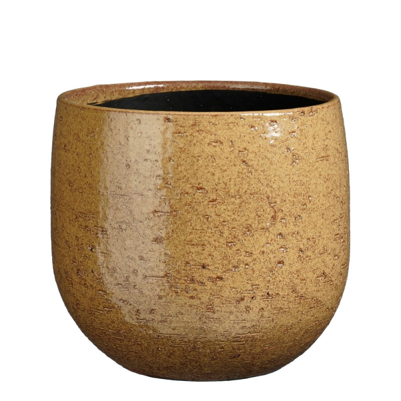 Cache-pot 'Nicolas', coloris marron clair - H. 22x