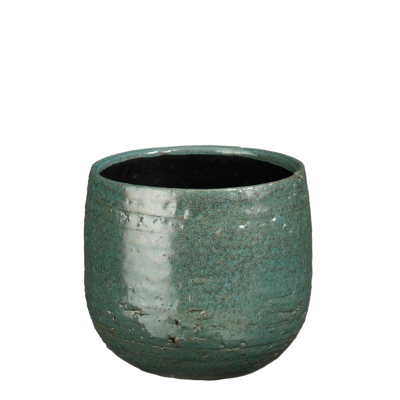 Cache-pot Nicolas en céramique, coloris bleu pétro