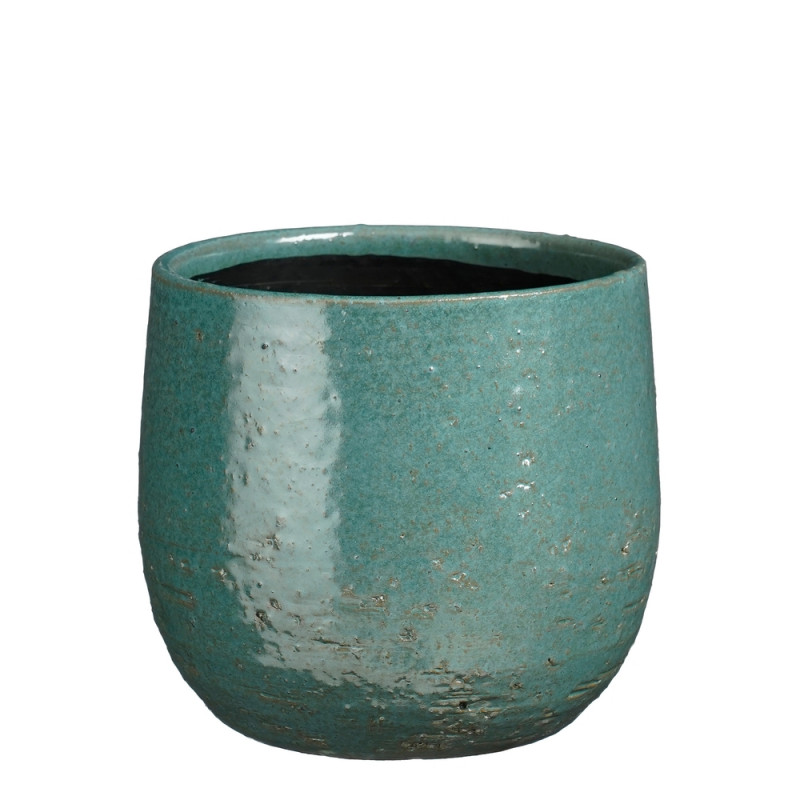 Cache-pot Nicolas en céramique, coloris bleu pétro