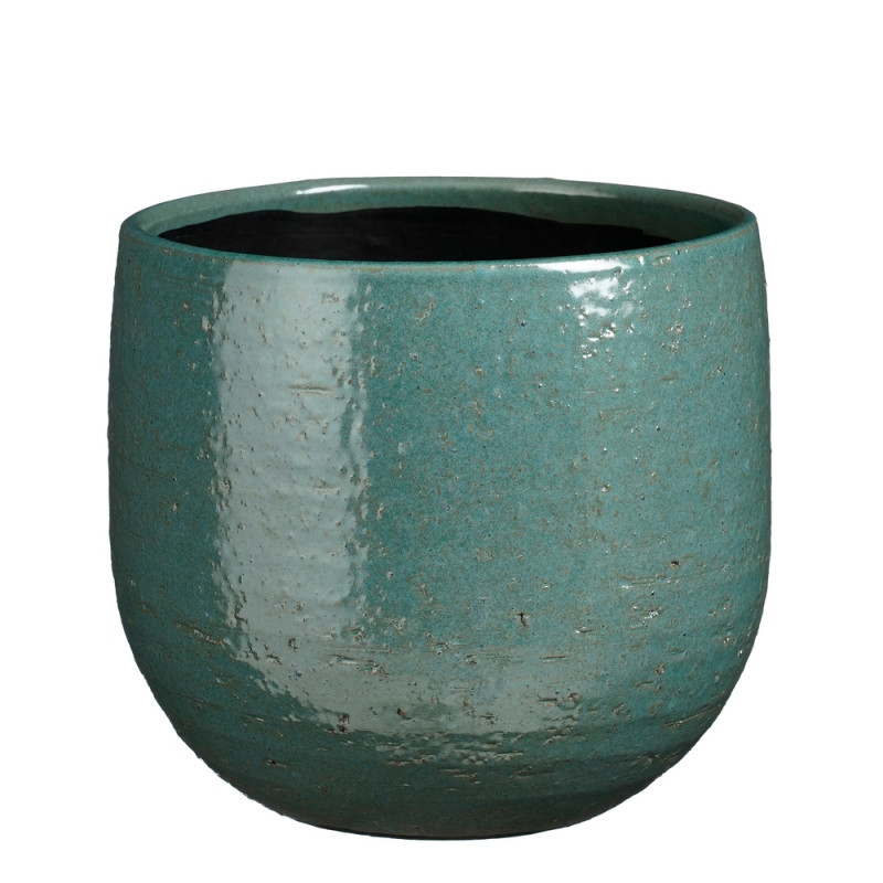 Cache-pot Nicolas en céramique, coloris bleu pétro