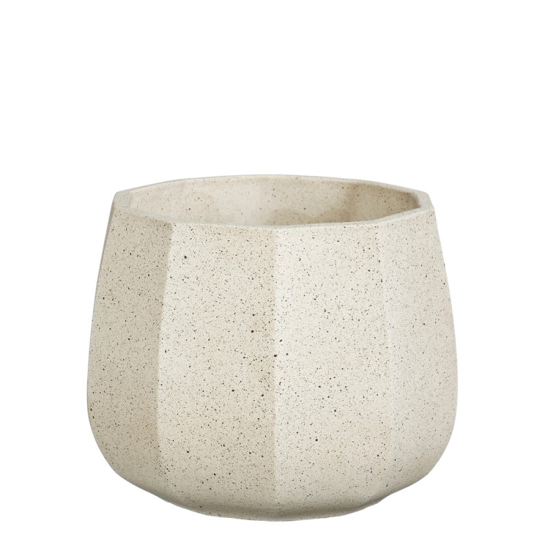Cache-pot Lennart, coloris crème - H. 13xD. 16cm