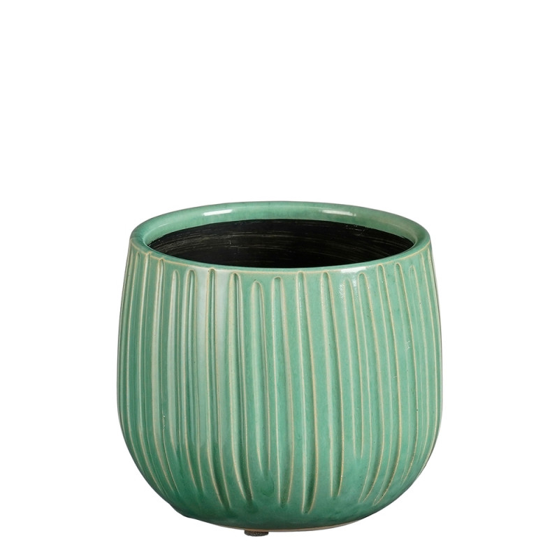 Cache-pot Pablo ribble en céramique, coloris turqu