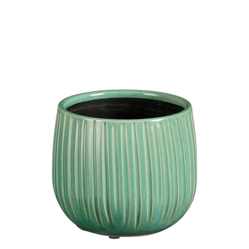 Cache-pot Pablo ribble en céramique, coloris turqu