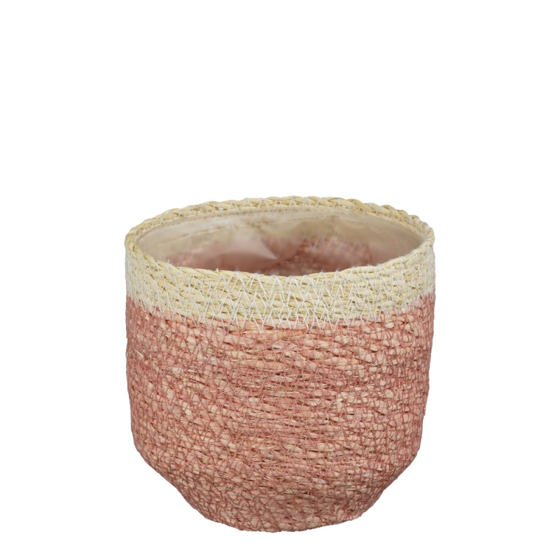 Cache-pot Dain rose clair H. 14xD. 14cm