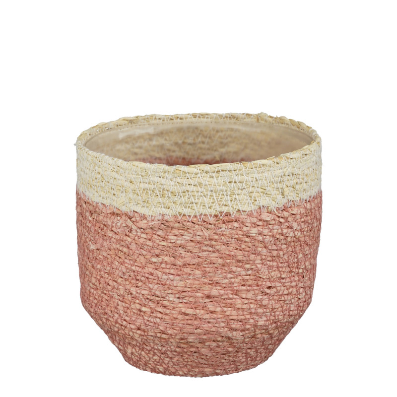 Cache-pot Dain rose clair H. 16xD. 16cm