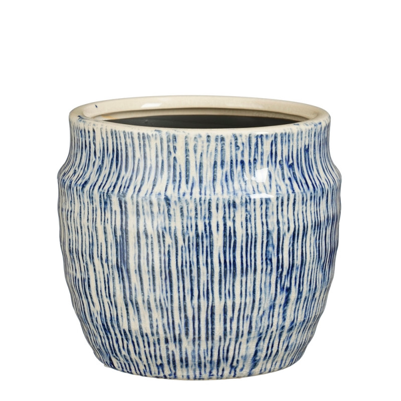 Cache-pot Martha bleu H. 13xD. 14,5cm
