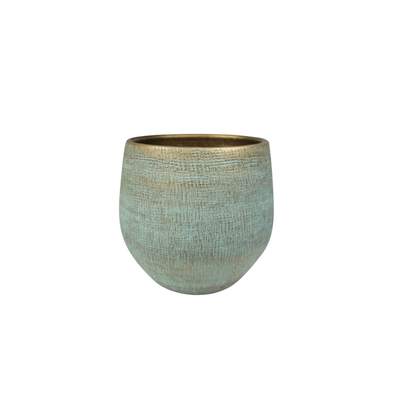 Cache-pot Ryan Shiny, coloris bleu - D. 22xH. 20cm