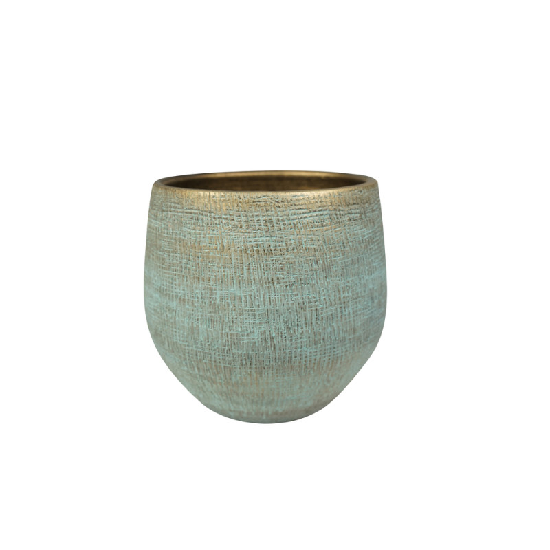 Cache-pot Ryan Shiny, coloris bleu - D. 26xH. 26cm