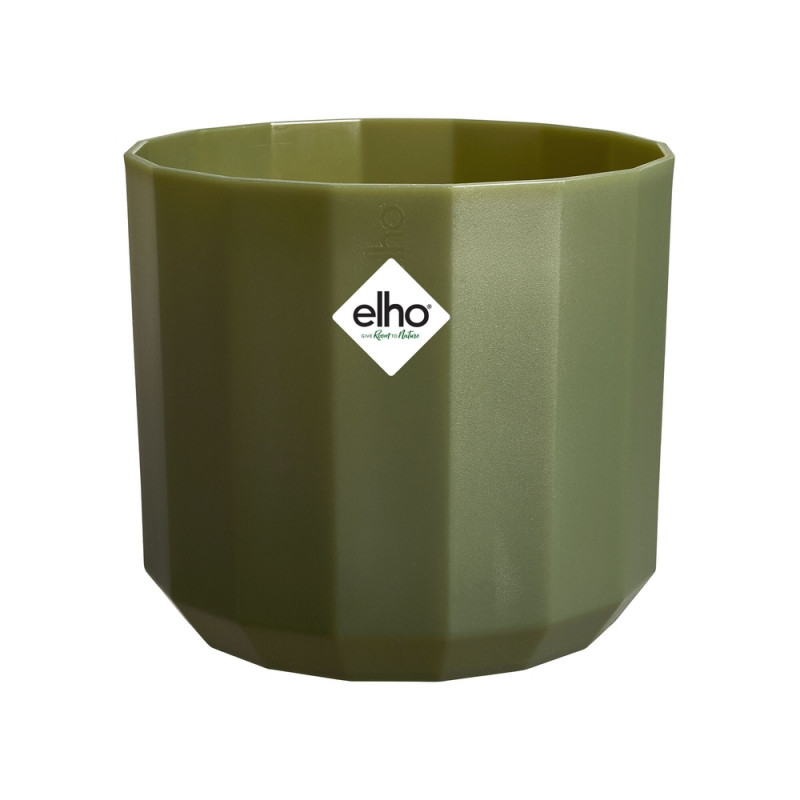 Cache-pot rond Facet, coloris vert forêt - D. 19cm