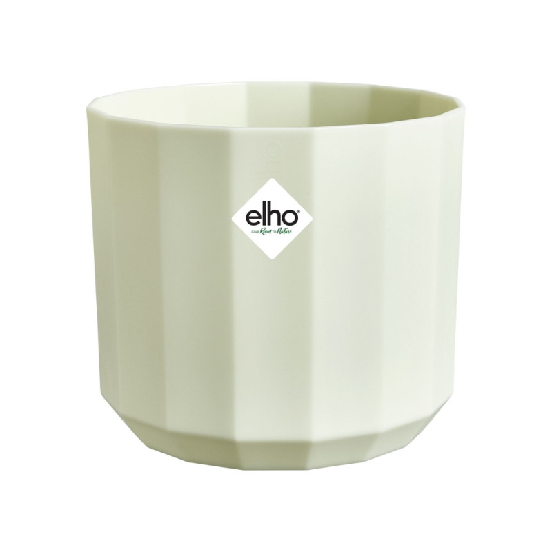 Cache-pot rond Facet, coloris vert thé - D. 26cm