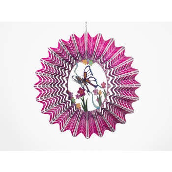 Spirale éolienne Mandala 'Papillon 3D rose'
