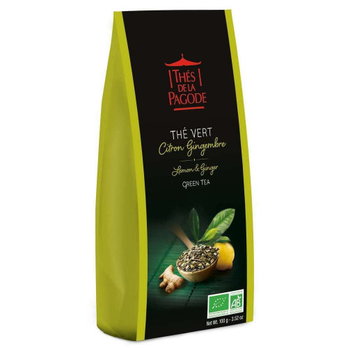 Thé vert bio au citron et au gingembre - 100g