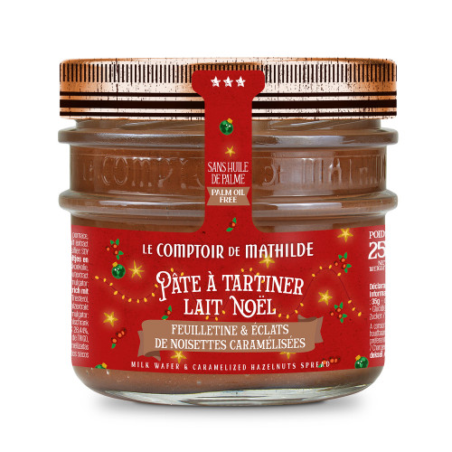 Pâte à tartiner au lait, feuilletine et éclats de