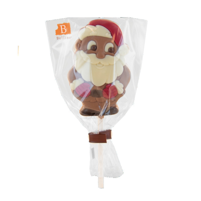 Sucette en chocolat au lait, forme père Noël - 25g