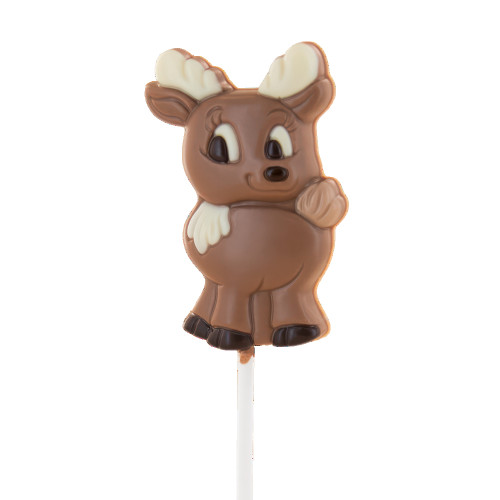 Sucette en chocolat au lait, forme renne - 25g