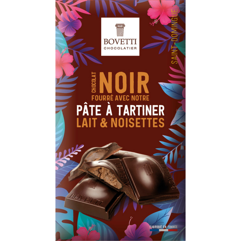 Tablette chocolat noir fourrée pâte à tartiner lai