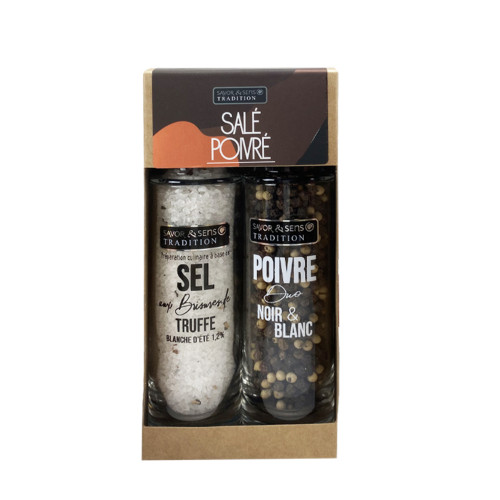 Duo salé poivré - sel truffe & poivre noire et bla