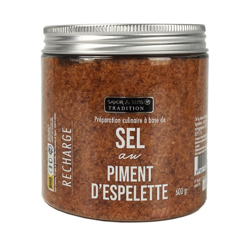 Recharge sel au piment d'Espelette - 600g
