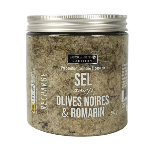 Recharge sel aux olives noires et romarin - 630g
