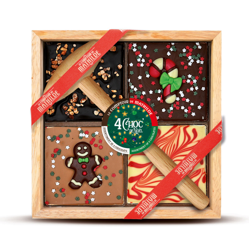Coffret de Noël : 4 tablettes de chocolats à casse