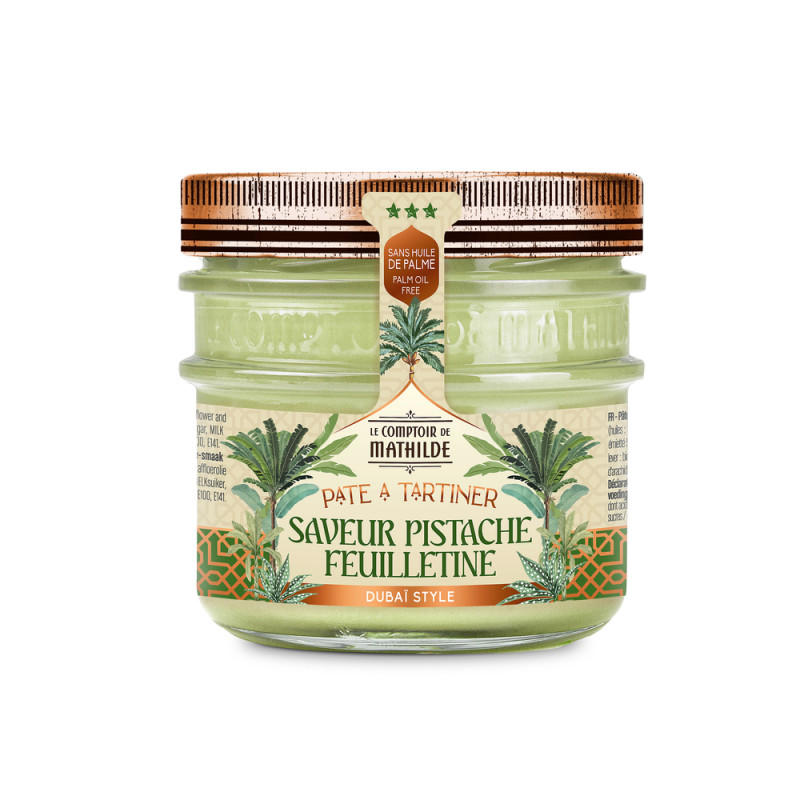 Pâte à tartiner saveur pistache feuilletine, Dubaï