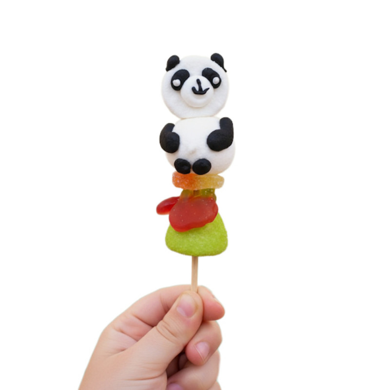 Brochette de bonbons et guimauves, forme panda - 5