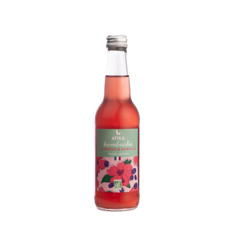 Kombucha bio, hibiscus et myrtille - 33cl