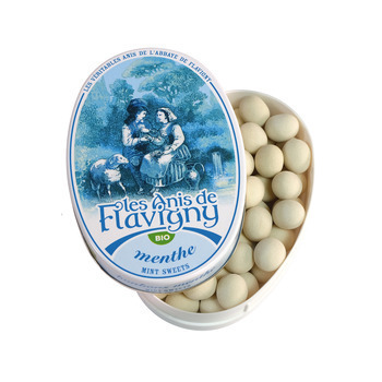 Bonbon Anis de Flavigny: boite ovale 50g menthe bi