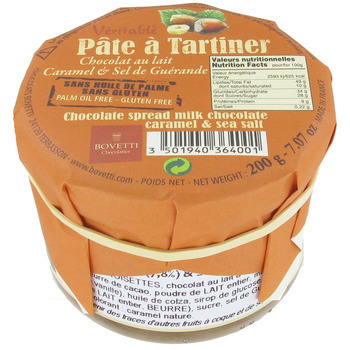 Pâte à tartiner, chocolat au lait, noisettes, cara