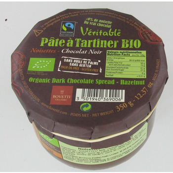 Pâte à tartiner bio: chocolat noir noisettes