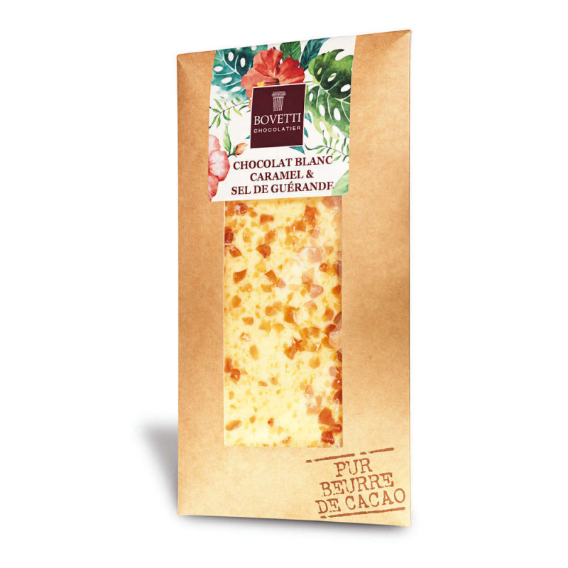 Tablette de chocolat blanc, caramel et sel - 100g