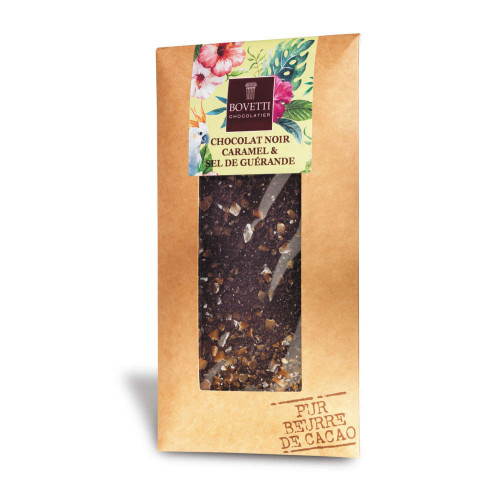 Tablette de chocolat noir, caramel et sel - 100g