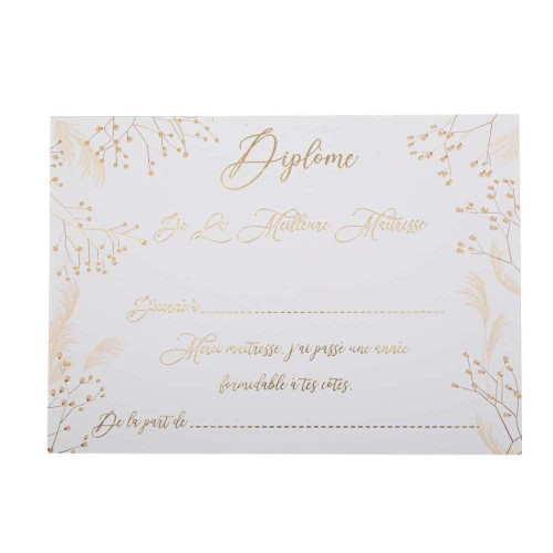 Diplôme de la Meilleure Maîtresse Fleurs des Champ