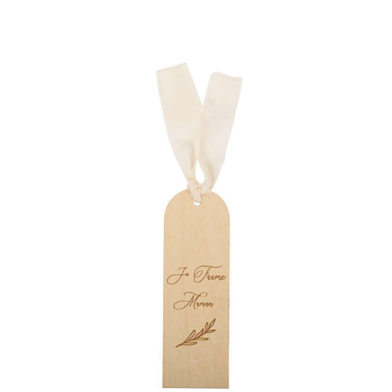 Marque-Page Je T'aime Maman en Bois et son ruban I