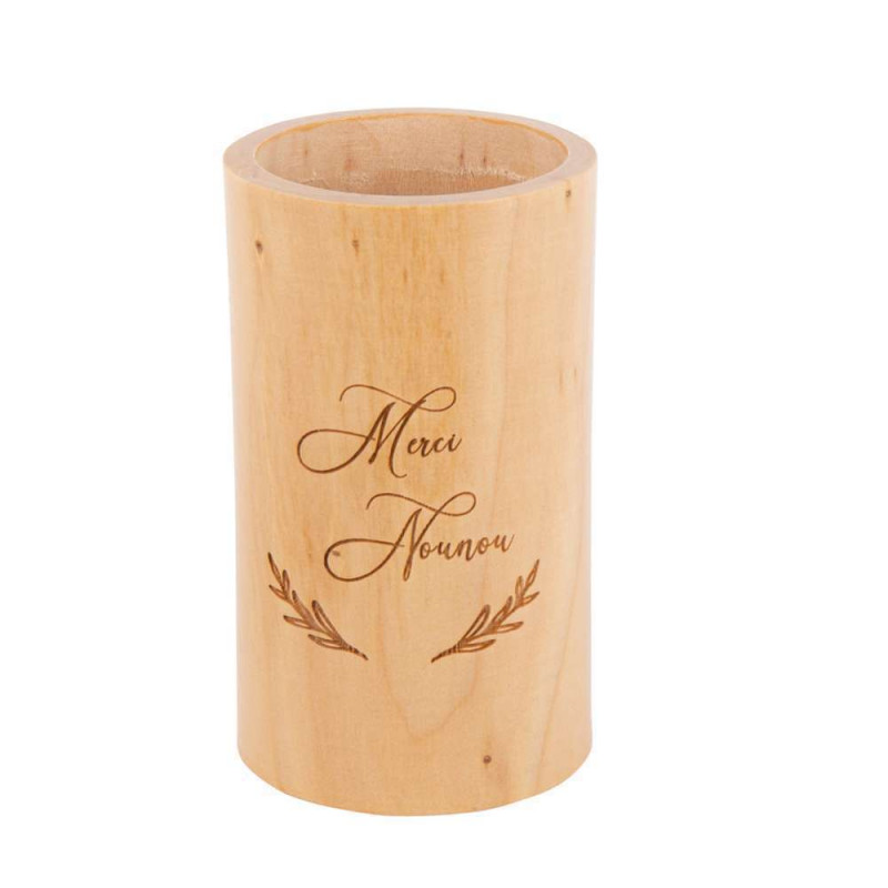 Pot à Crayon Merci Nounou en Bois - 10x6cm