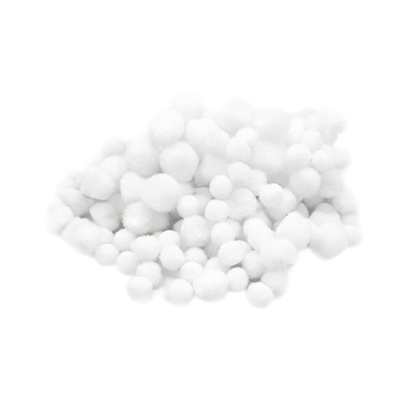 Pompons blancs - D. 8, 12 et 15mm - 200 pièces