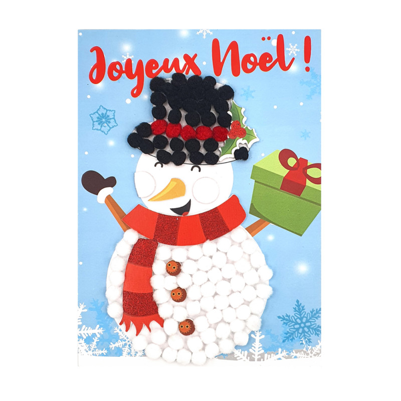 Kit Tableau d'un bonhomme de neige en pompons - 15