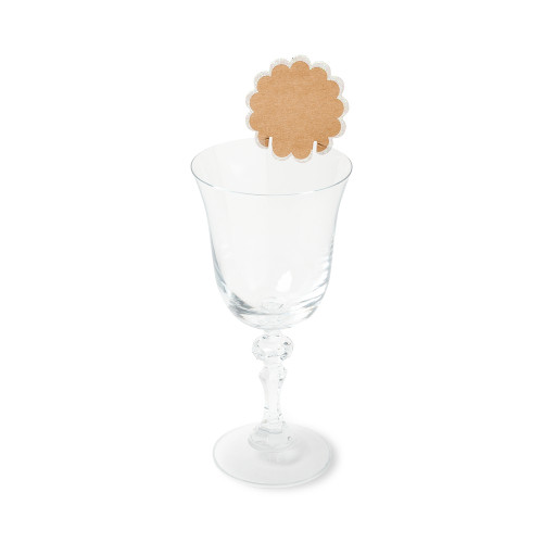 8 marque-verres Feston kraft et blanc - D. 6cm