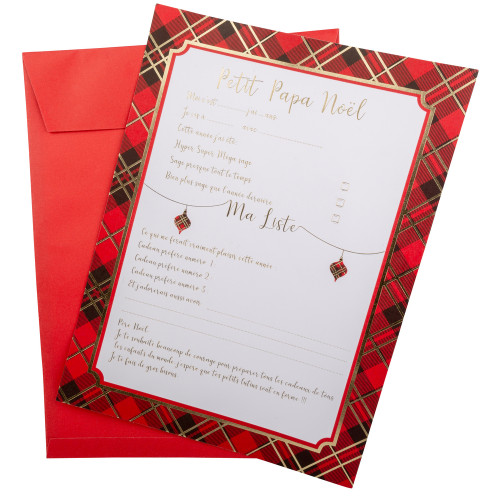 Lettre au Père Noël Tartan - 21x28cm + enveloppe r