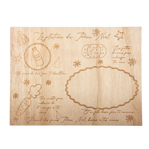 Plateau du Père Noël en bois - 30x40x0,7cm