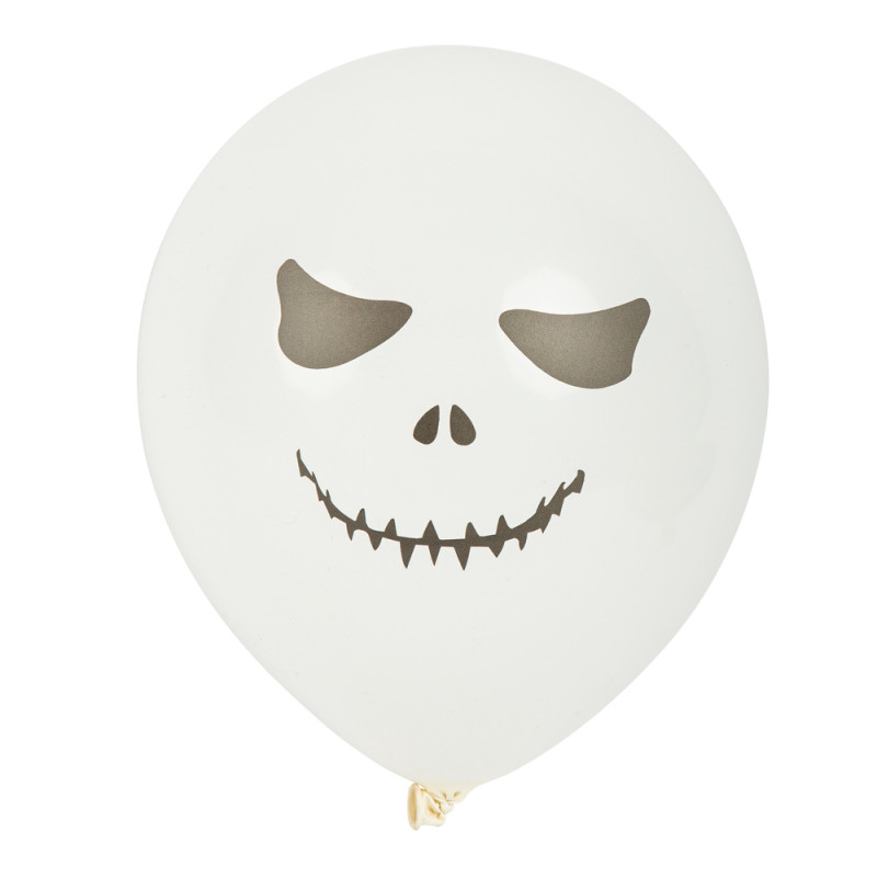 6 Ballons Têtes terrifiantes Blanc et Noir 30cm -