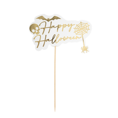 Déco sur Pic Happy Halloween blanche et or - 16x25